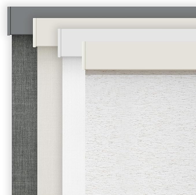 AOSKY Linen Roller Blinds Shades for Indoor Windows Pull Down Cordless Blackout Black Out Window Shade 42 inch Blinds for Home Linen