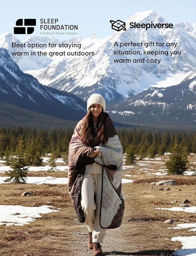 ZonLi Heated Blanket Battery Operated, Wearable Portable Electric Blanket with Rechargeable Battery, 50"x60" Cordless Heated Blanket, Waterproof, Machine Washable(Mountain-Water Print)