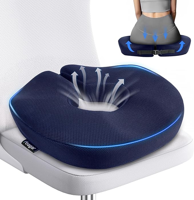 Feagar Donut Pillow Seat Cushion - Memory Foam Hemorrhoid Pillow for Tailbone Pain, Sciatica & Pressure Sores Relief, Adjustable Design for Pregnancy, Postpartum, Surgery Recovery, Office Chair