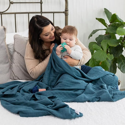 Natemia XL Muslin Baby Blanket - Ultra Soft, Breathable Baby Blankets for Girls, Boys, Parents - Newborn Essentials - Multi-Purpose Stroller Cover, Play Mat, Snuggly Throw Blanket - Cotton Rayon Blend