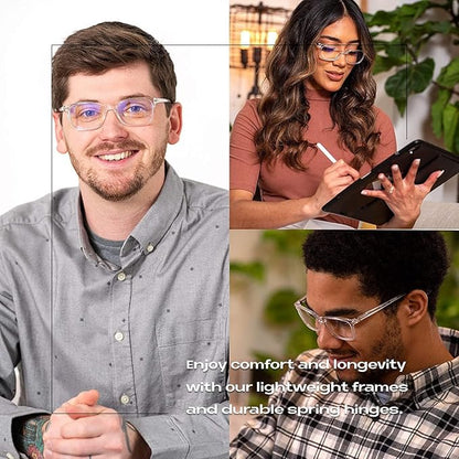 Readerest Blue Light Blocking Glasses – Thin Reflective Lens, Anti-Glare Computer Eyeglasses, UV Protection, Eye Strain Relief (Peach, 0.75 Magnification)