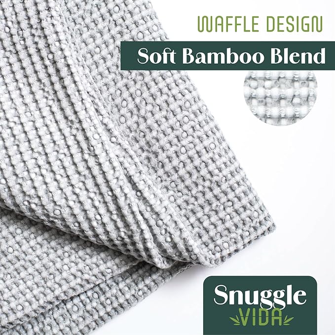 SNUGGLEVIDA Bamboo Cooling Blanket - Temperature Regulating Waffle Blanket for Comfortable Sleep - Throw for Sensitive Skin - Hypoallergenic, Breathable, Machine Washable