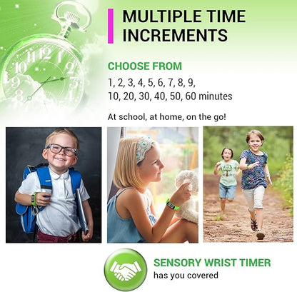 Sensory Wrist Timer for Kids, Teachers, Students, Simple Reminder Watch with Silent Alarm Clock Wristband, Classroom Countdown (Green)