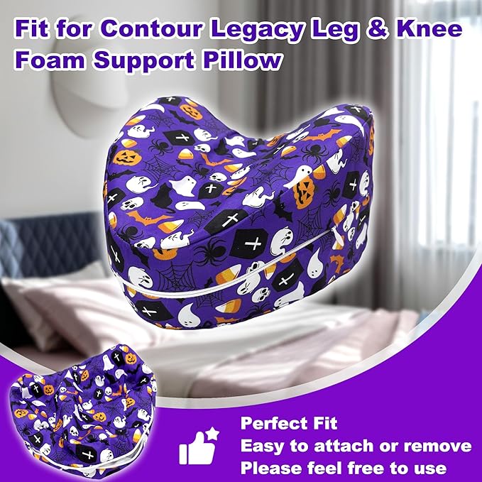 Knee Pillowcase for Contour Legacy Knee Pillow, Invisible Zippered & Anti-Pilling, Soft Halloween Christmas Gothic Decor, Unique Gift for Her/Him (Purple Galaxy)
