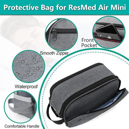 CPAP Travel Bag for ResMed AirMini Machine, Portable Storage Organizer Case Fits for CPAP Machine and Accessorie, Grey