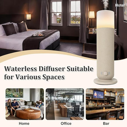 Smart Waterless Essential Oil Diffuser,Scent Diffuser for Home,Hotel Collection Diffuser APP Control,Ambient Lighting,Covers Up to 2000 Sq.Ft Aromatherapy Diffuser for Bedroom Spa Yoga Office Beige