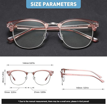Blue Light Blocking Glasses Vintage Half Frame UV Clear Lens Anti Eyestrain Computer Gaming Glasses for Women