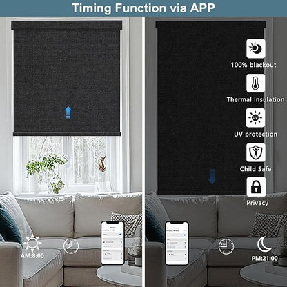 Bringnox No Drill Motorized Blinds with Remote,Blackout Windows,with Apple Homekit,Alexa,Google, with App,Voice Control Custom Size