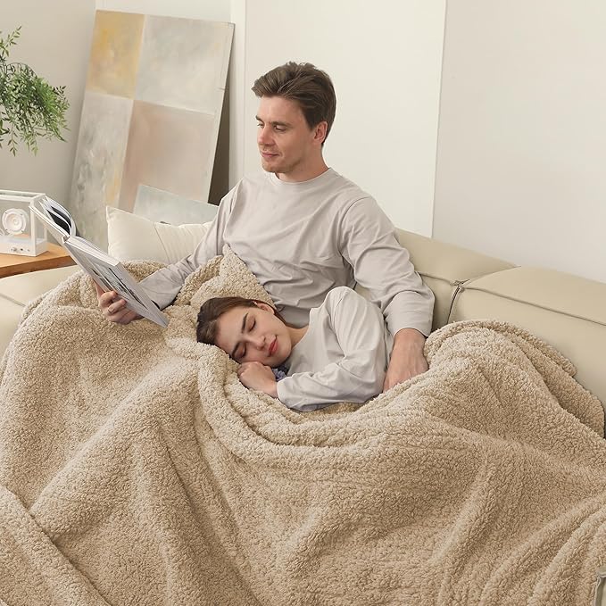Dual Control Heated Blanket Queen Size 84"x90" - 5 Heat Settings 10H Auto Off Machine Washable - Romantic Gift for Couples, ETL Certified Safe, Milk Coffee