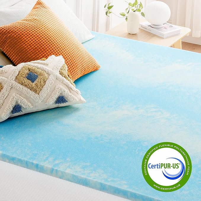 Best Price Mattress 2 Inch Swirl Gel AeroBreeze Cooling Air Flow Memory Foam Mattress Topper, Dorm Essentials, Full