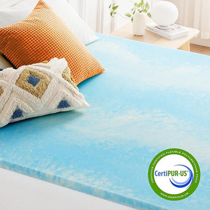 Best Price Mattress 2 Inch Swirl Gel AeroBreeze Cooling Air Flow Memory Foam Mattress Topper, Dorm Essentials, Full