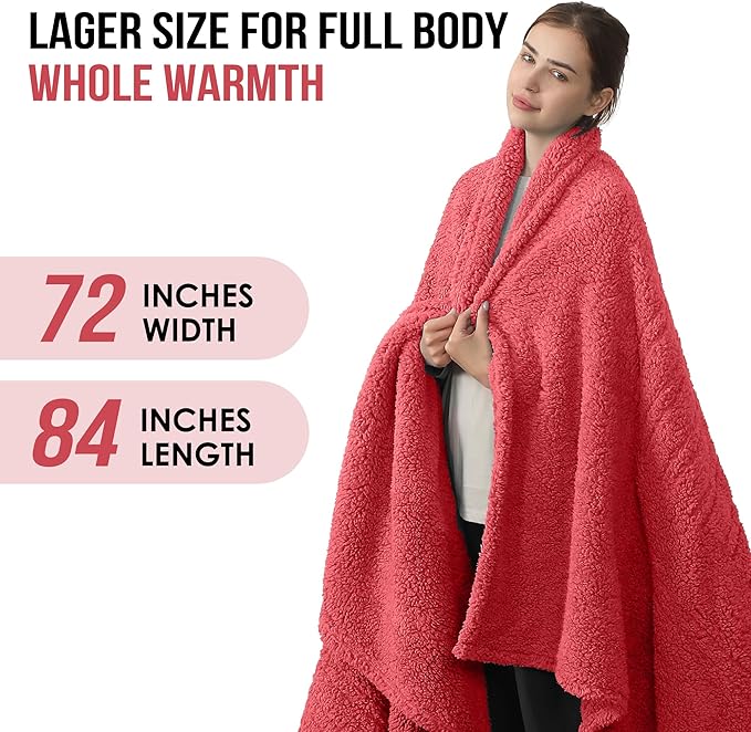 Full Size Heated Blanket, Electric Heated Blanket with 6 Heating Levels & 1-10 Hours Adjustable Timer, Ultra Soft and Thick Washable Full Electric Blanket for Bed, 72"X84", Rose Pink