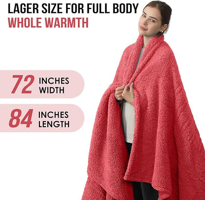 Full Size Heated Blanket, Electric Heated Blanket with 6 Heating Levels & 1-10 Hours Adjustable Timer, Ultra Soft and Thick Washable Full Electric Blanket for Bed, 72"X84", Rose Pink