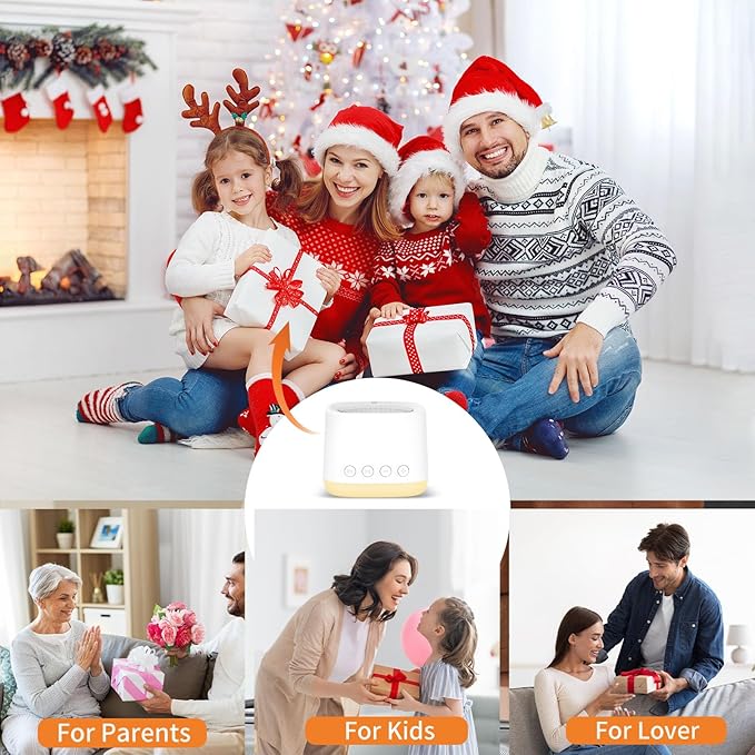 Portable Mini White Noise Sound Machine for Travel – Amber Breathing Night Light, 16 Soothing Sounds, 30-Hour Rechargeable Battery, Timer & Memory for Baby, Adult Sleep, Office Privacy