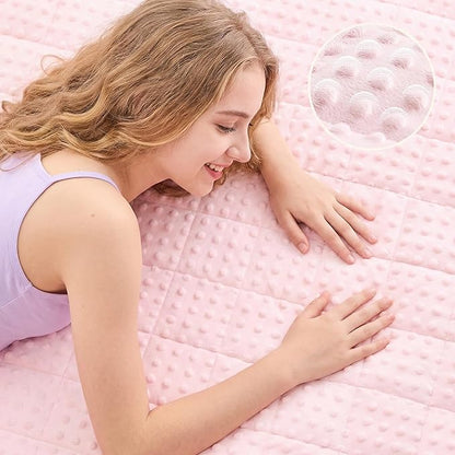 yescool Twin Size Pink Weighted Blanket for Adults 12 Pounds Cooling Weighted Heavy Blanket, Minky Throw Blankets Warm Weighted Comforter, Big Washable Thick Blankets Gift for 100-150lbs, 48 * 72in