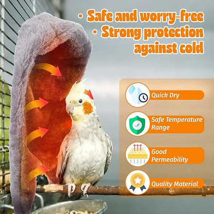 Dreyoo Snuggle Up Bird Cage Heater for Parrot and Small Birds,5V Low Voltage Heated Bird Perch with Constant Temperature Control & Anti Bite Line, Cozy Corner Warmer Blanket Cage Accessory(11.2"× 7")