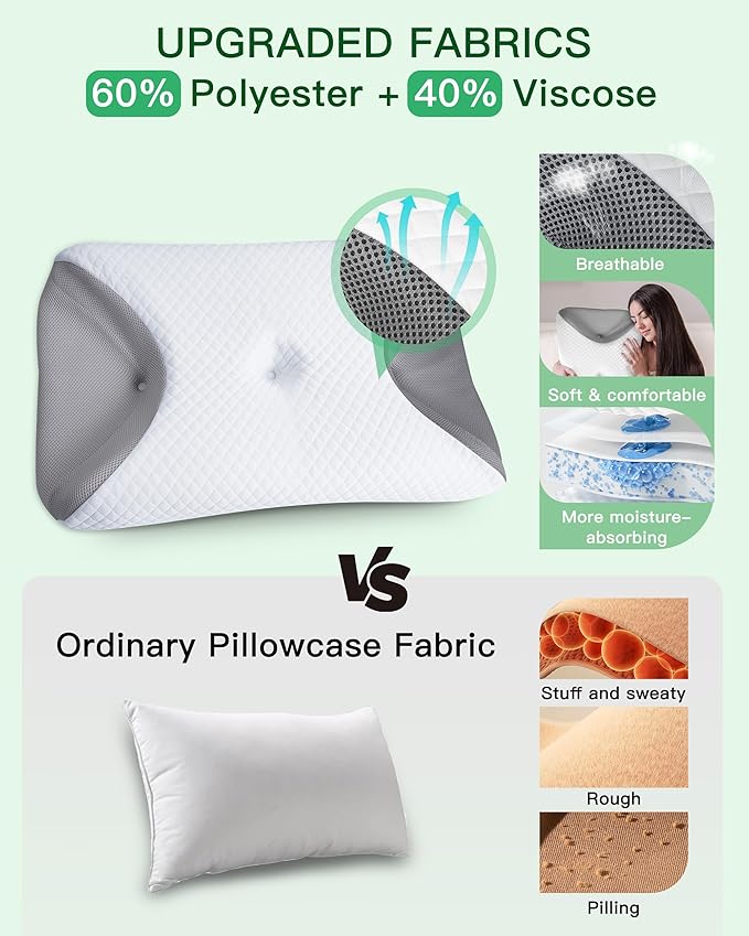 Cervical Neck CPAP Pillow for Side Sleepers – Ergonomic Memory Foam Bed Pillow for Neck Pain Relief with Mask Cutouts to Reduce Air Leaks & Facial Pressure, Fits All CPAP Mask Types