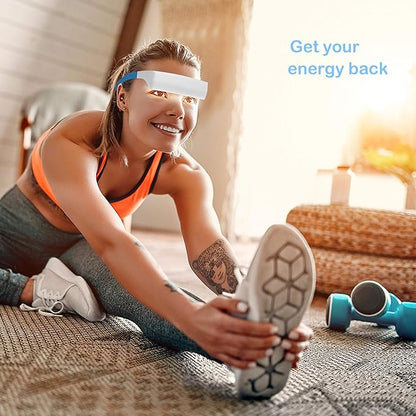 Light Therapy Glasses with Travel Case, Blue Light Therapy and Daylight LED Sunlight, Wearable UV-Free Happy Lamp, Natural Relief for Good Sleep, Happy Mood, Boost Energy and Jet Lag