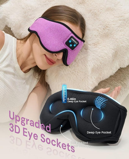 3D Bluetooth Sleep Mask & Wireless Headphones for Side Sleepers, Comfortable Eye Mask for Sleeping, Meditation & Relaxation, Idea Gift for Men Women