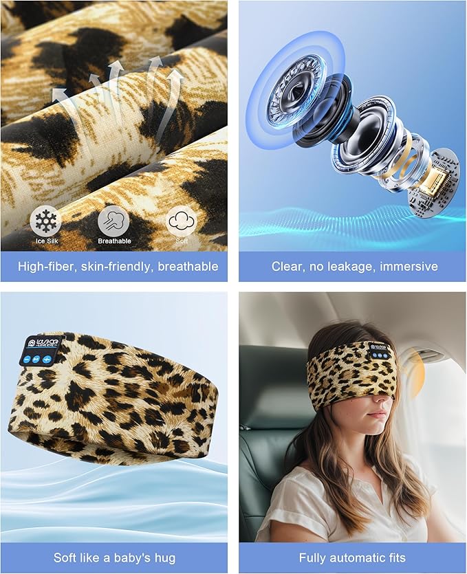 LOVE EYE Sleep Headphones Wireless Headband Headphones Bluetooth 5.4 for Side Sleeper Bluetooth Headband Earphones for Sports for tech Gadgets Gifts