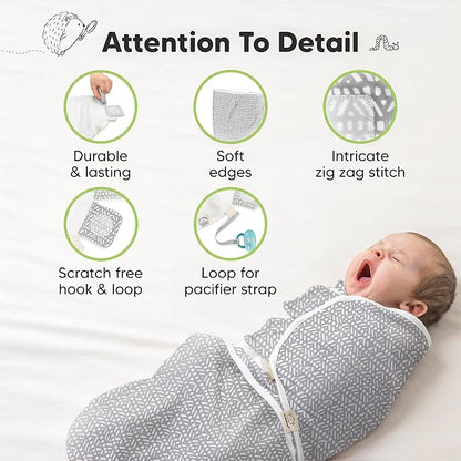 3-Pack Organic Baby Swaddle Sleep Sacks - Swaddles for Newborns, Infant 0-3 Months, Baby Girls, Boys, Soft & Snug Newborn Sleep Sack, Nursery Swaddling Blankets (Nordic, XS)