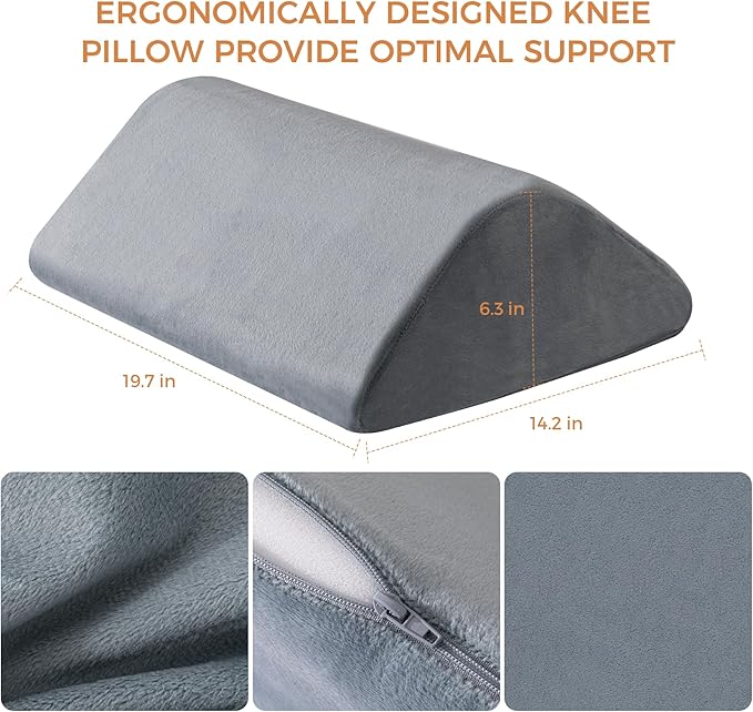 Knee Wedge Pillow 6.3'' for Post-Surgery Recovery-Leg Elevation Support for Sleep Position, Alleviating Lower Back & Hip Pain Enhancing Circulation in Ankles Legs Triangle Pillow with Removable Cover