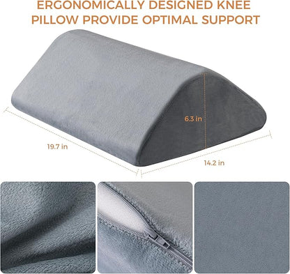 Knee Wedge Pillow 6.3'' for Post-Surgery Recovery-Leg Elevation Support for Sleep Position, Alleviating Lower Back & Hip Pain Enhancing Circulation in Ankles Legs Triangle Pillow with Removable Cover