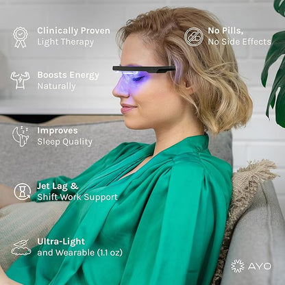 Premium Blue Light Therapy Glasses | Sleep Better, Boost Energy, Improve Mood | Portable Light Therapy Lamp | Circadian Rhythm Disruptions Linked to Sleep Problems, Winter Blues, Low Energy