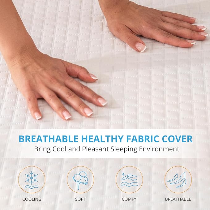 EGO Gel Memory Foam Mattress Topper, 4 Inch King with Removable Breathable Soft Cover, Cooling Bed Topper for Comfort Body Support & Pressure Relief, CertiPUR-US Certified