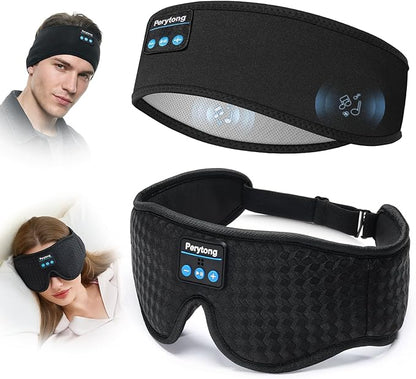 2-Pack Sleep Headphones Bluetooth 3D Sleep Mask & Wireless Headband Headphone with Ultra-Thin Speakers, Sleeping Headphones for Side Sleepers, Running, Workout, Insomniac, Travel, Gifts, Meditation