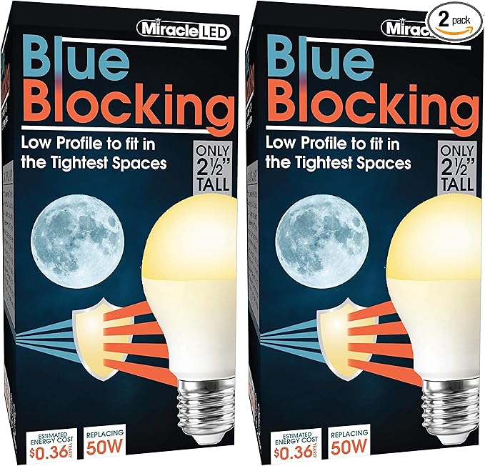 Miracle LED 3W Blue Blocking Bulb, Amber Glow (Pack of 2)