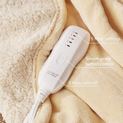 Heated Blanket 50''x60''-Soft and Comfortable Electric Throw,5 Heat Settings and 3H Auto Shut-Off Heating Blanket ETL&FCC Certification Machine Washable (Yellow)