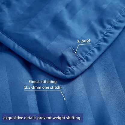 yescool Weighted Blanket for Adults (25 lbs, 88” x 104”, Midnight Blue Stripes) Heavy Blanket for Sleeping Perfect for 240-260 lbs, King Size Breathable Blanket with Premium Glass Bead