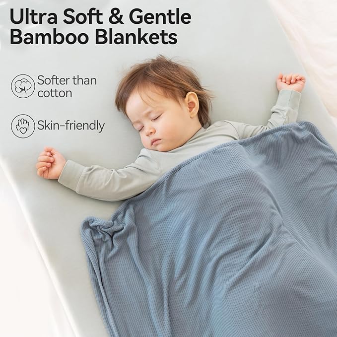 Ultra-Soft Rayon Made from Bamboo Baby Blanket - 30x40 Inches Double-Layer Swaddle Blanket, Breathable & Hypoallergenic, Lightweight Nursing Cover, Stroller Blanket for Infants & Toddlers