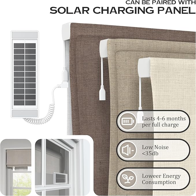 Motorized Top Down Bottom Up Roman Shades with Remote, Cordless Smart Blackout or Light Filtering TDBU Roman Blinds, Automatic Window Blinds for Home, Office, 56" W x 36" H