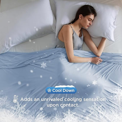 Bedsure Blue Cooling Blanket for Hot Sleepers - Summer Cold Throw Blanket for Bed, Arc-Chill Lightweight Summer Bedding, Cool Thin Ice Cold Cooled Throws with Rayon Derived from Bamboo, 50x70