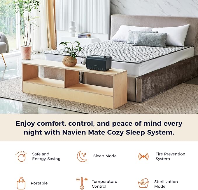 EQM 582, Queen – EMF-Free Water Heated Mattress Pad Warmer – Dual Temperature Control – WiFi Enabled & Eco-Friendly – Helps Soothe & Relieve Stress, Muscle Soreness, & Tension