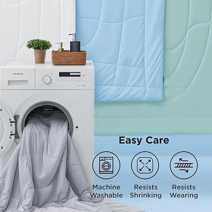 Bedsure Cooling Comforter Queen Size - Cooling Blankets for Hot Sleepers, Lightweight Comforter for Summer with Dual-Sided Cool Tech, Soft Breathable Cold Blanket for Sleeping, Blue, 88x88 Inches
