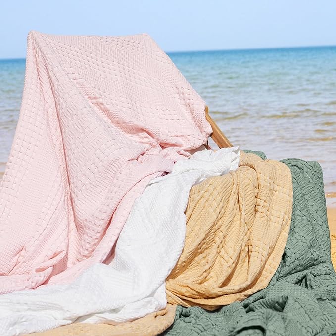 PHF Cooling Waffle Blanket Twin Size, Lightweight 60% Rayon Derived from Bamboo & 40% Cotton Breathable Blanket for Hot Sleepers, Soft and Luxury for Bed Couch and Sofa, 66"x90", Slate