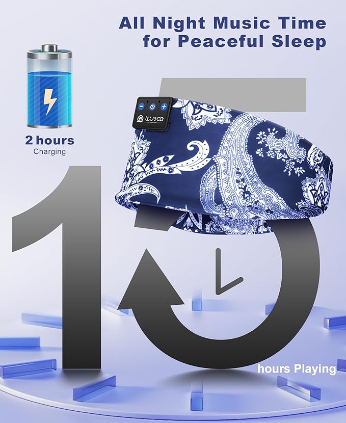LOVE EYE Sleep Headphones Wireless Headband Headphones Bluetooth 5.4 for Side Sleeper Bluetooth Headband Earphones for Sports for tech Gadgets Gifts (Navy Blue)