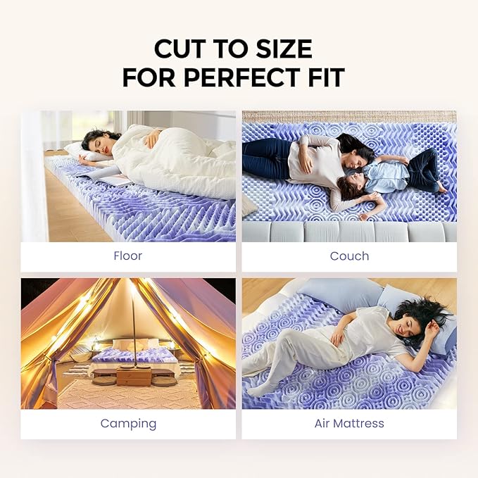 Dreamsmith 3 Inch 7-Zone Queen Memory Foam Mattress Topper, Gel Infused Foam Mattress Topper for Pressure Relief, CertiPUR-US Certified, Queen Size Bed Topper