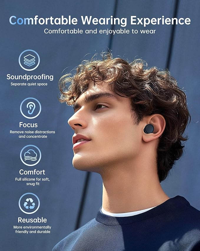Ear Plugs for Sleeping Noise Cancelling,45dB Ear Plugs for Noise Reduction Reuseable Concert Ear Plugs for Sleeping, Concerts, Traveling, Working Black