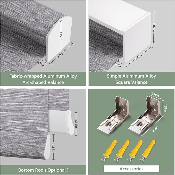 ZSHINE Motorized Window Blinds Over-Size Customize Width (21-114 Inches) Remote Control Wireless and Rechargeable Motor Roller Shades Blinds for Windows(Light Filtering Victoria Series)