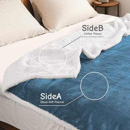 Electric Heated Blanket Full Size 72"x84", Soft Flannel with Overheat Protection, 9 Adjustable Heat Settings & 10-Hour Auto-Off Timer, Fast Heating for Winter Comfort, Blue