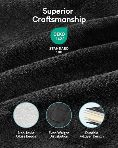 Cottonblue Sherpa Fleece Weighted Blanket 15lbs for Twin/Full Ded - Plush Bed Blanket for Deep Sleep and Relaxation, Heavy Calm Blankets with Cemaric Beads, 48x72 Inches, Black