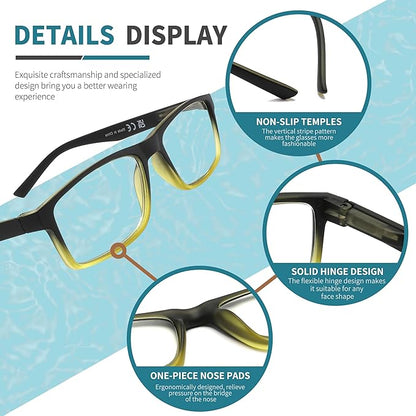DONGDI Blue Light Blocking Reading Glasses 4 Pack Computer Readers for Women Men,Anti Glare UV Ray Filter Eyeglasses… (C10-12, 2.00)