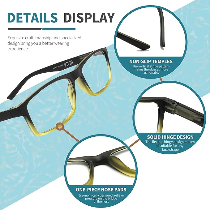 DONGDI Blue Light Blocking Reading Glasses 4 Pack Computer Readers for Women Men,Anti Glare UV Ray Filter Eyeglasses… (C10-12, 1.75)