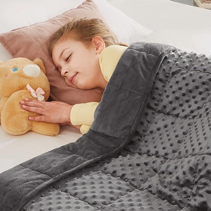 CuteKing Weighted Blanket - Weighted Blanket with Premium Glass Beads - Heavy Blanket Crystal Velvet for Comfort Sleep - Thick Blanket All Season (5lbs, 36"x48", Grey Bubble)