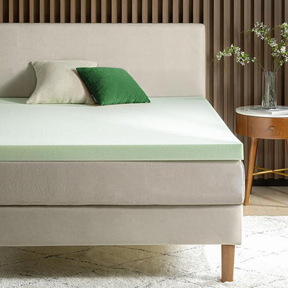 ZINUS 3 Inch Green Tea Memory Foam Mattress Topper, Pressure-Relieving Layer, Ideal for Back Pain Relief, Compact WONDERBOX Packaging, CertiPUR-US Certified, King