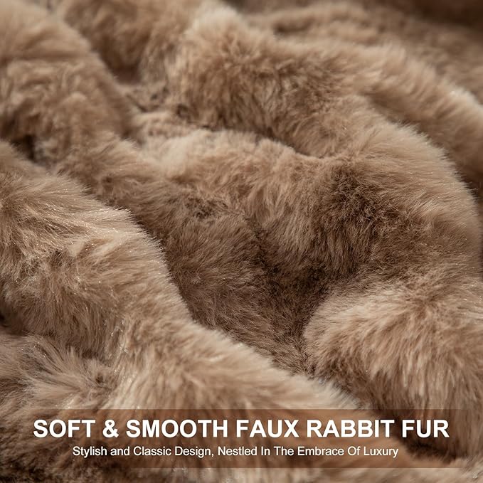 Faux Fur Heated Blanket King Size 100"X90" - Bubble Faux Fur Electric Blanket Fluffy Soft Thick with 6 Heating Levels & 10 hrs Timer Settings, Washable & ETL Certified for Bed, Tie-Dye Brown
